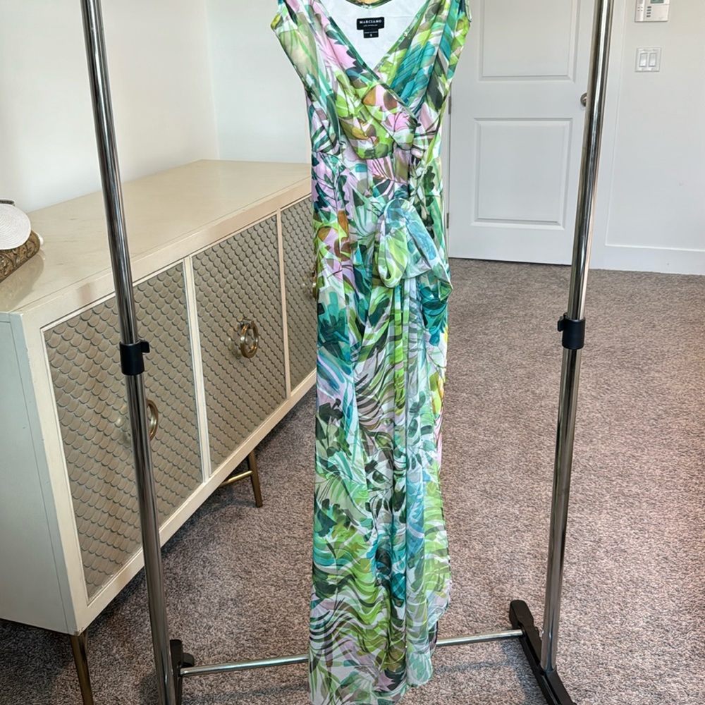 MARCIANO Floral Shorts High Low Tie Maxi Dress